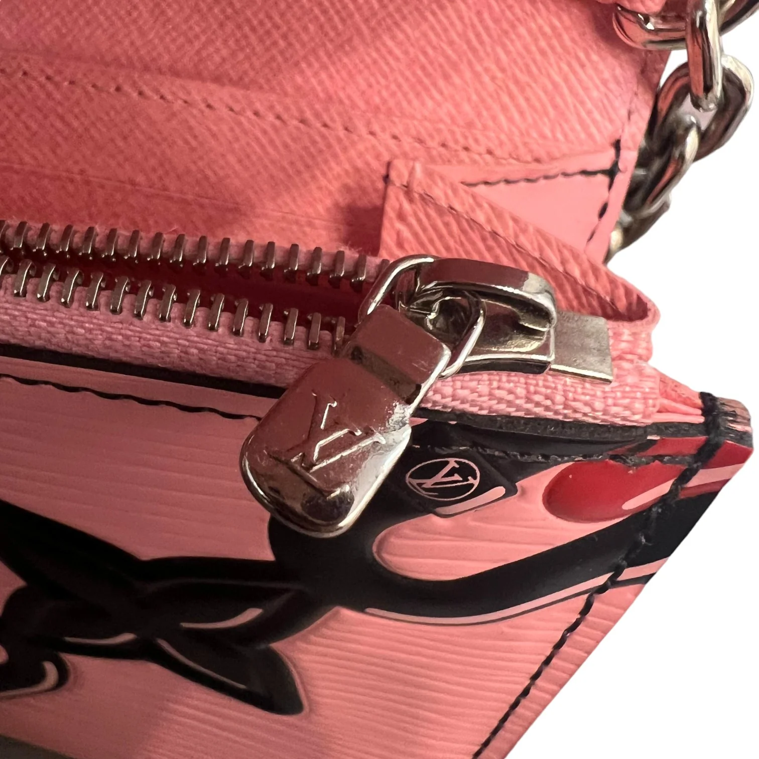 Twist Chain Wallet Chain Flower Print Epi Pink SHW - Image 10