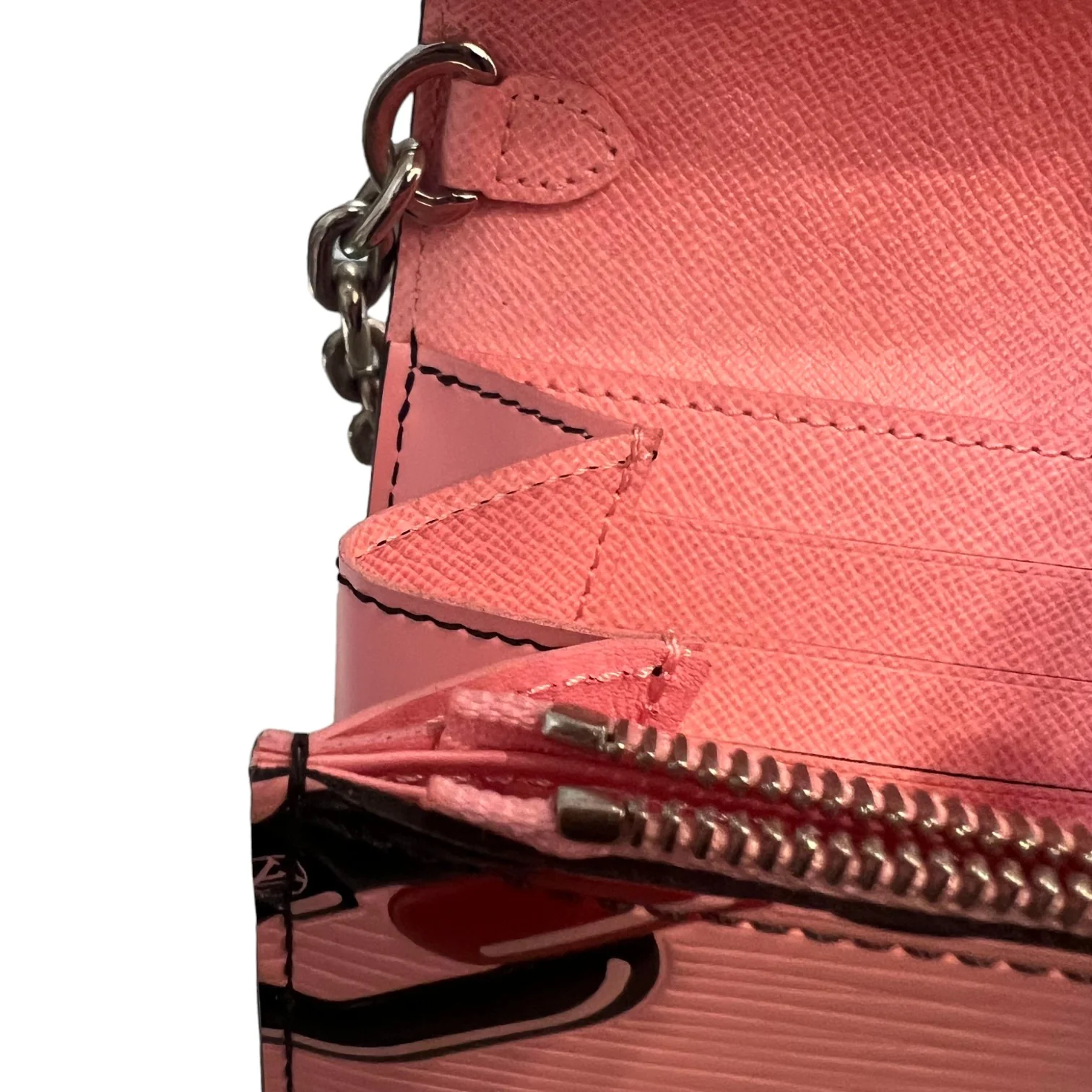 Twist Chain Wallet Chain Flower Print Epi Pink SHW - Image 11