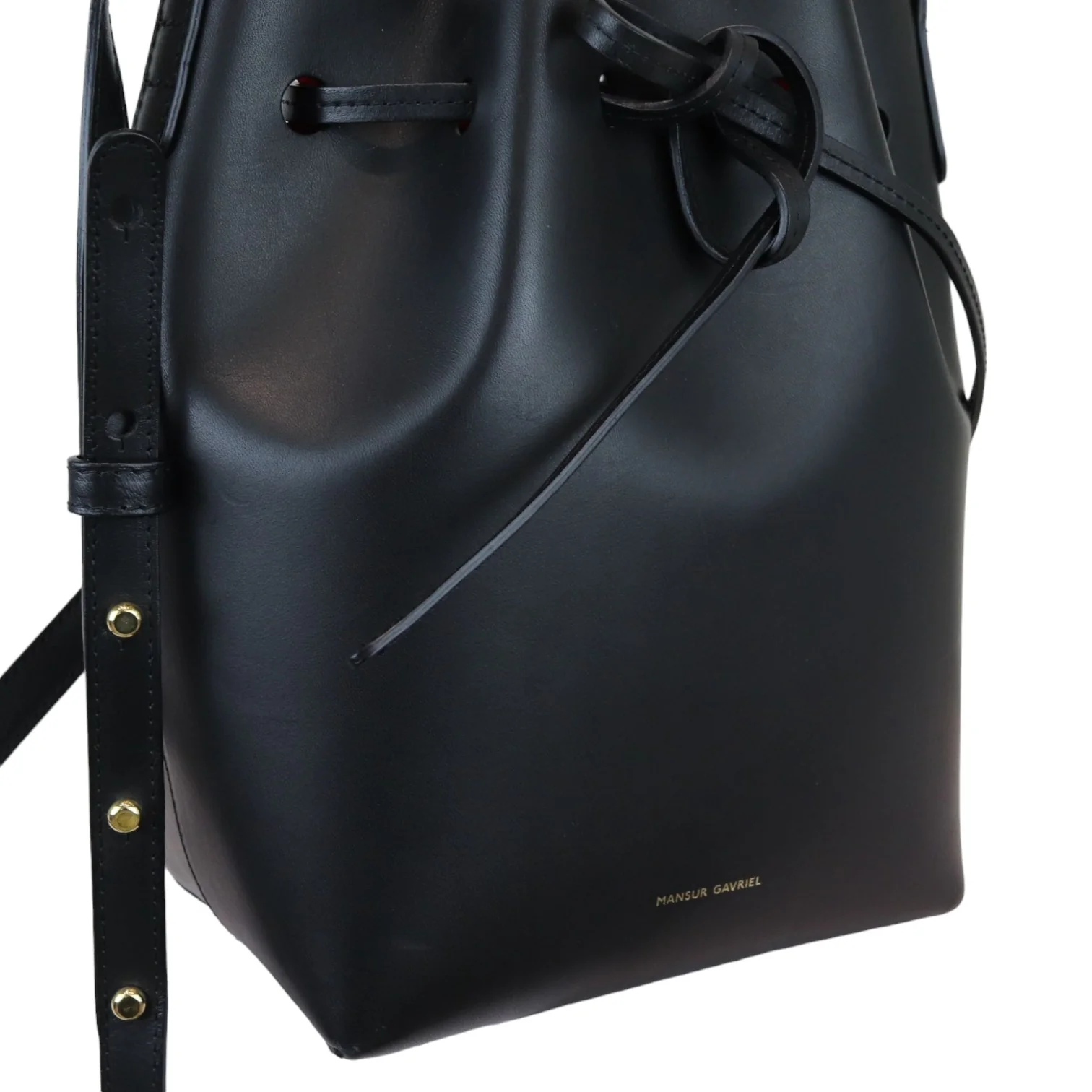 Vegetable Tanned Mini Bucket Bag Calfskin Black - Image 15