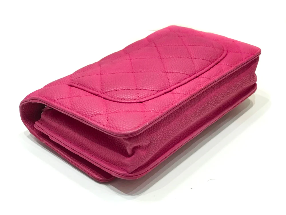 Matte Pink Quilted Caviar Flap WOC with SHW - Image 2