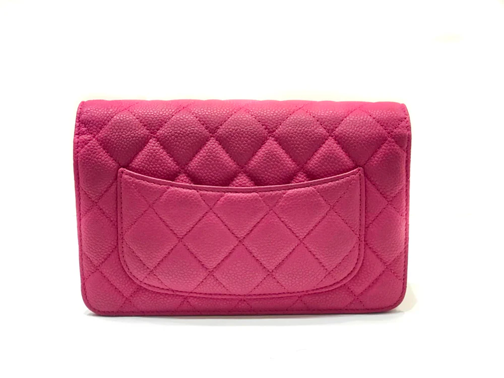 Matte Pink Quilted Caviar Flap WOC with SHW - Image 3