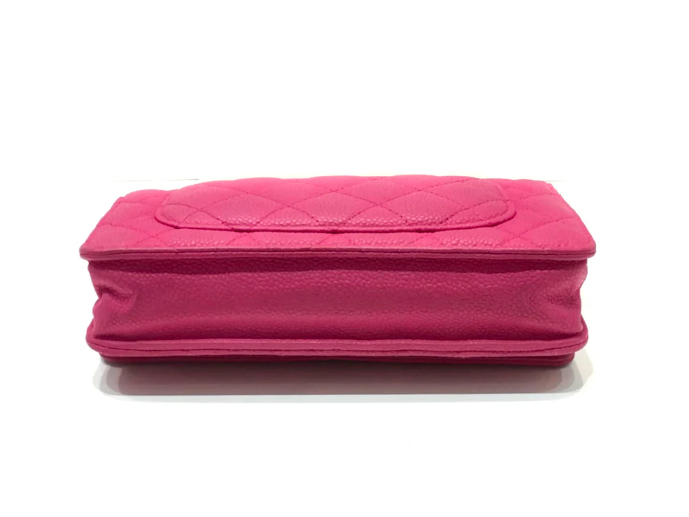 Matte Pink Quilted Caviar Flap WOC with SHW - Image 4