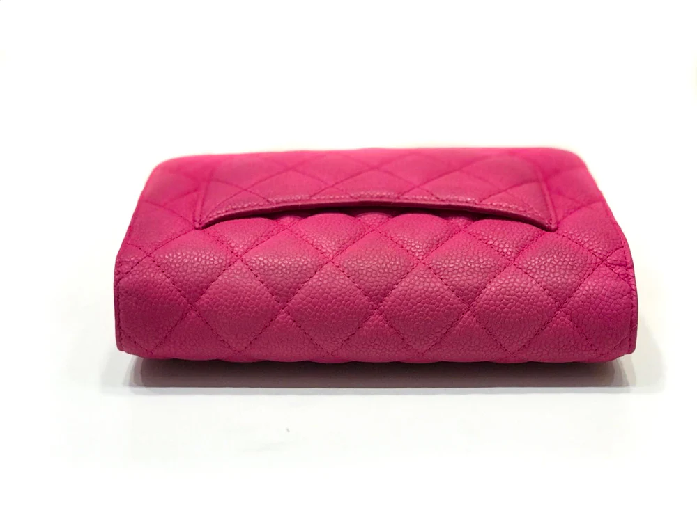 Matte Pink Quilted Caviar Flap WOC with SHW - Image 5