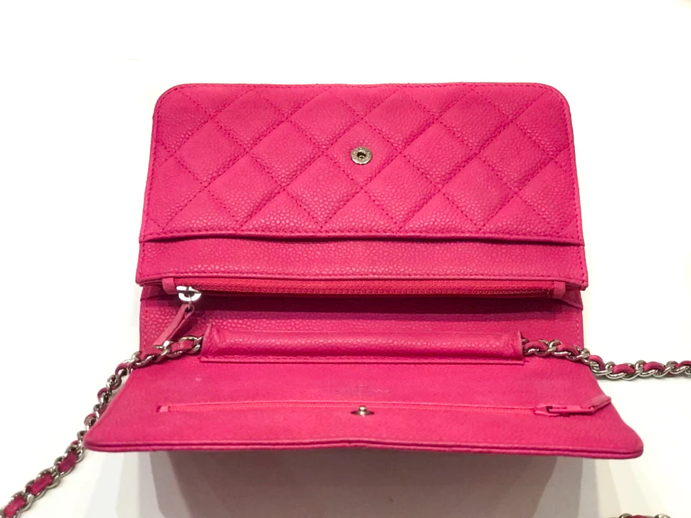 Matte Pink Quilted Caviar Flap WOC with SHW - Image 6