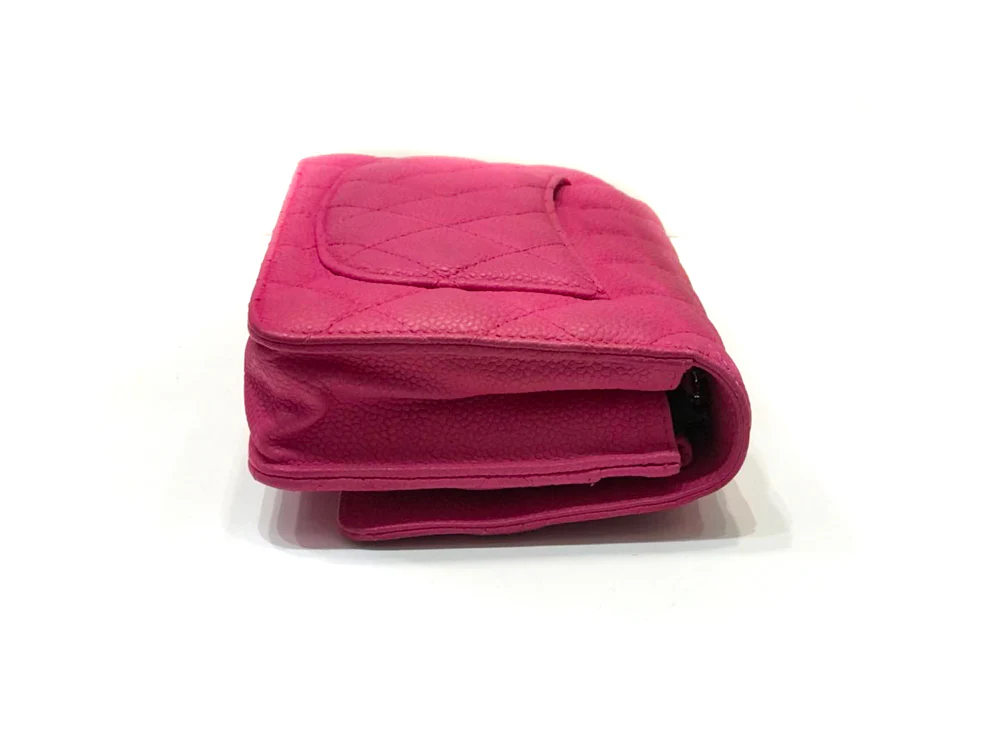 Matte Pink Quilted Caviar Flap WOC with SHW - Image 7