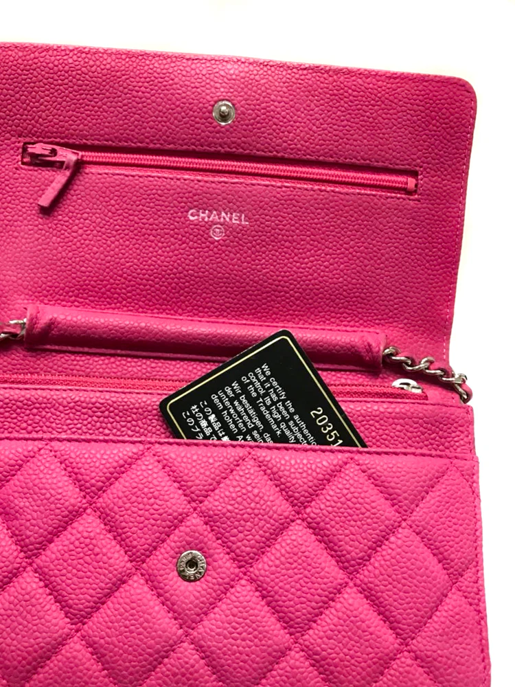 Matte Pink Quilted Caviar Flap WOC with SHW - Image 9