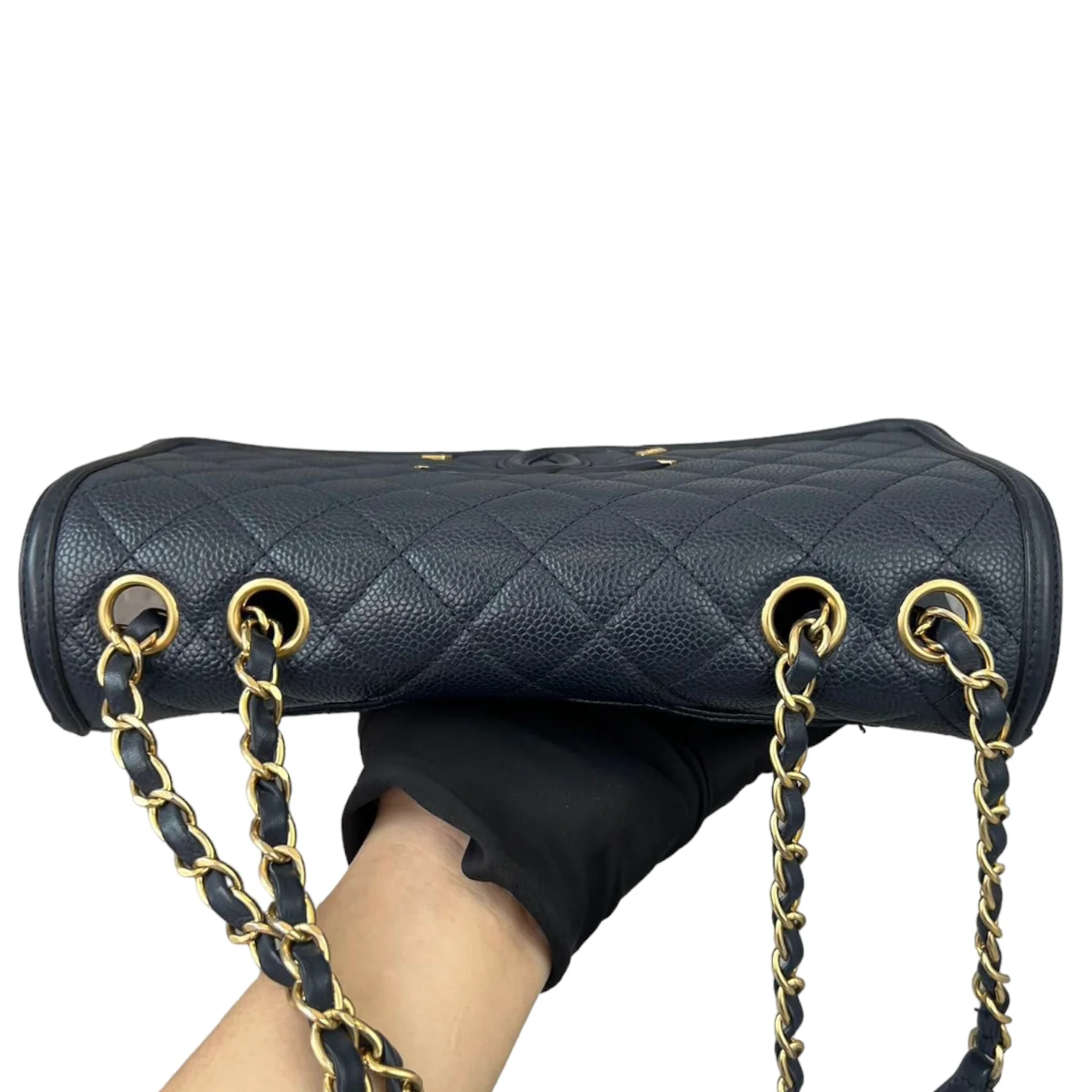 Medium CC Filigree Flap Caviar Blue GHW - Image 4