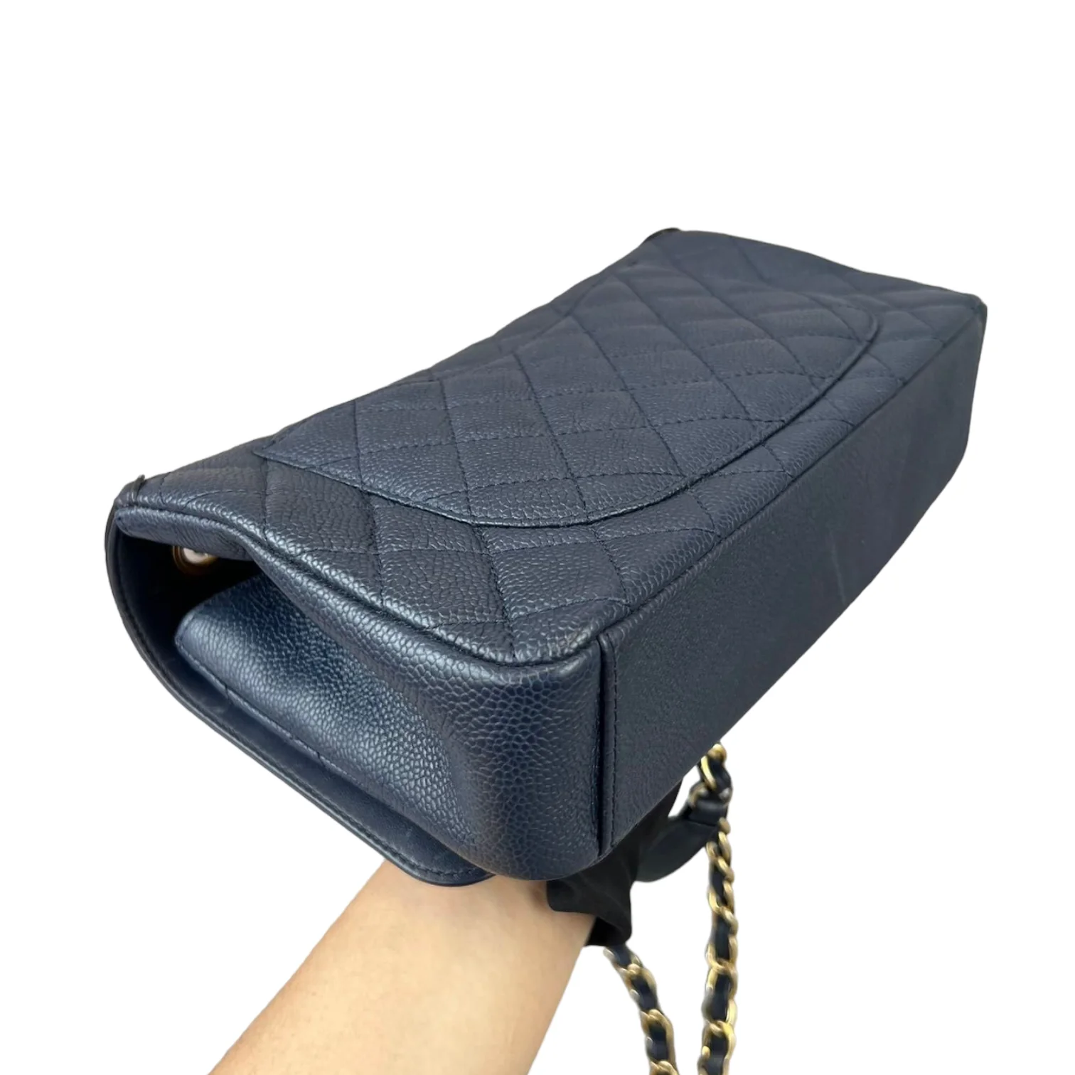 Medium CC Filigree Flap Caviar Blue GHW - Image 7