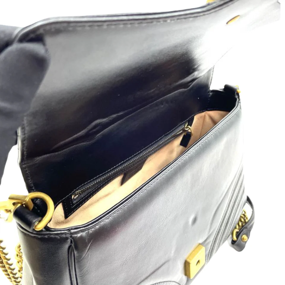 Medium GG Marmont Matelasse Top Handle Black GHW - Image 9