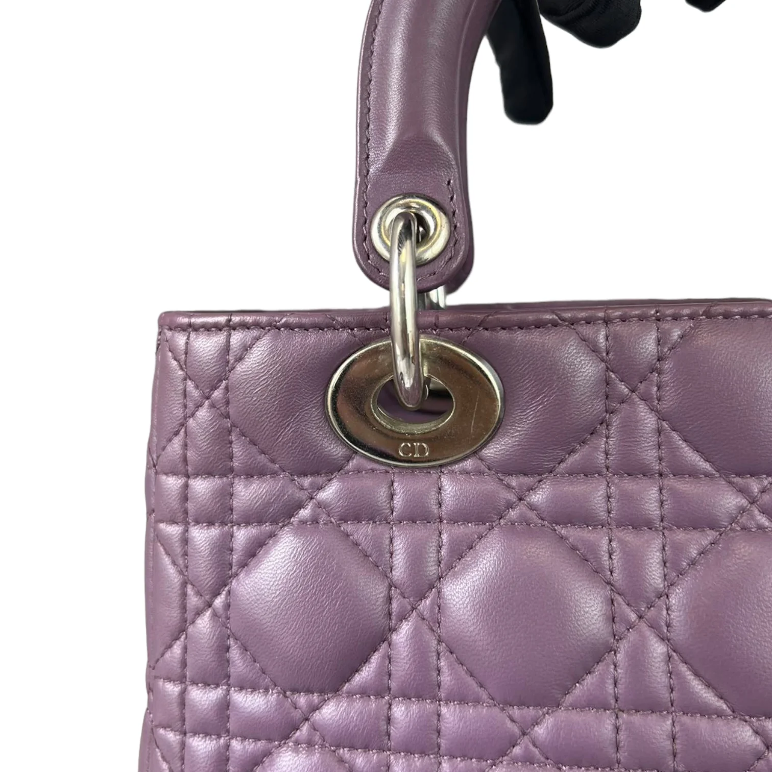 Medium Lady Dior Lambskin Purple SHW - Image 10