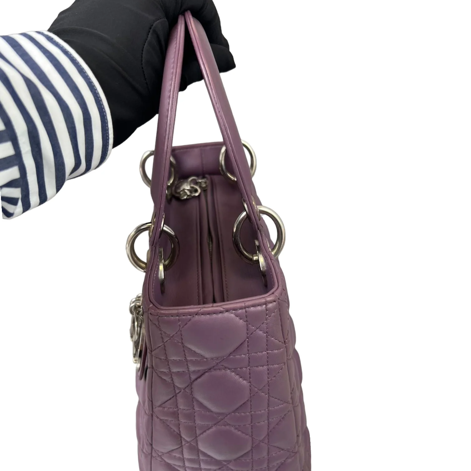 Medium Lady Dior Lambskin Purple SHW - Image 12
