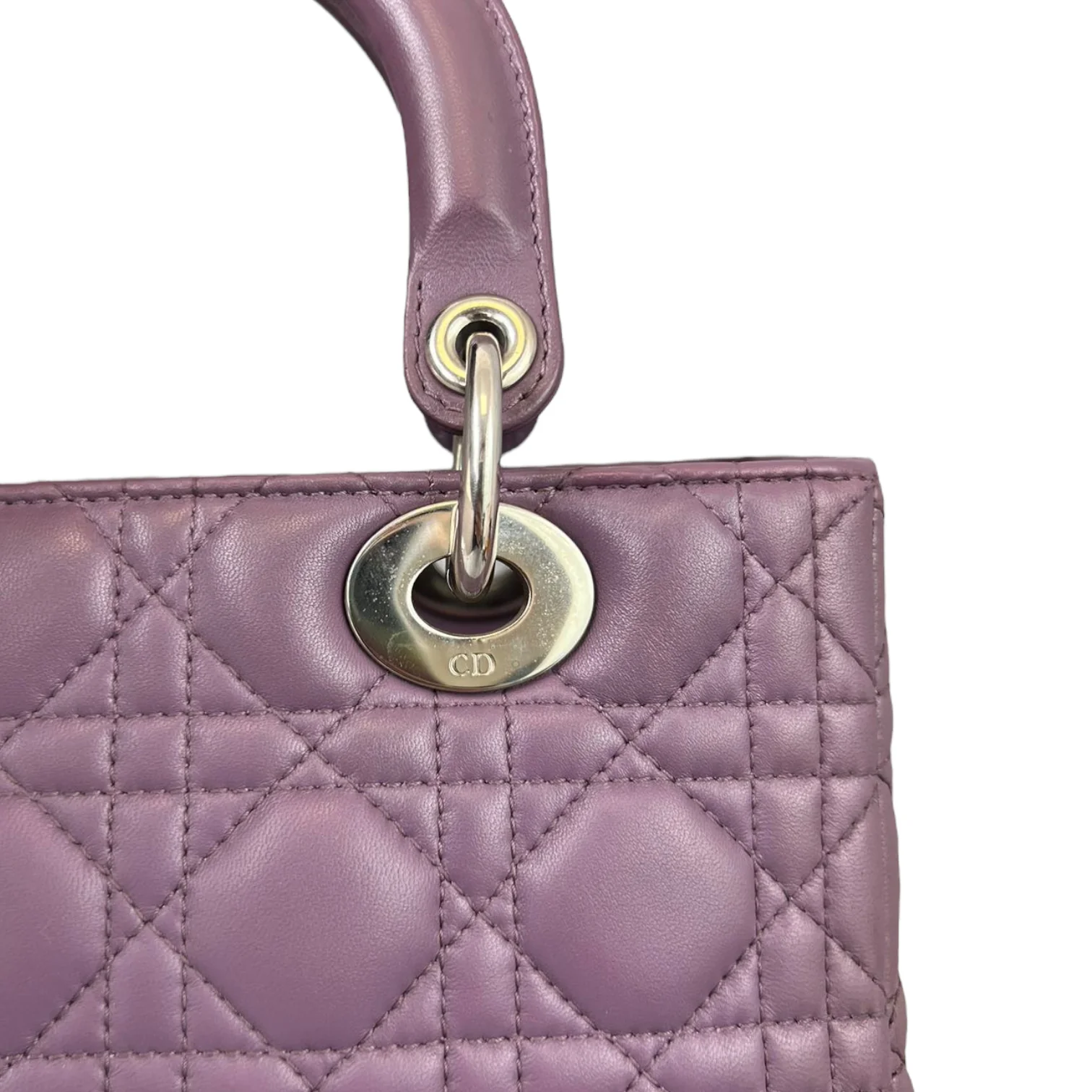 Medium Lady Dior Lambskin Purple SHW - Image 13