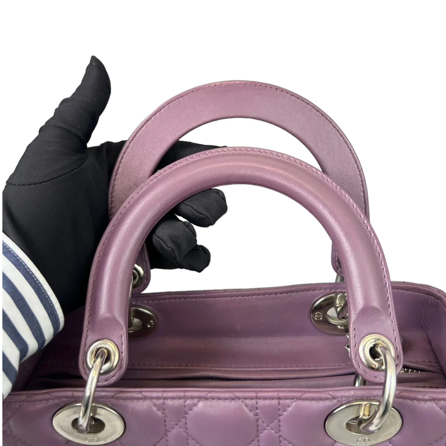 Medium Lady Dior Lambskin Purple SHW - Image 14