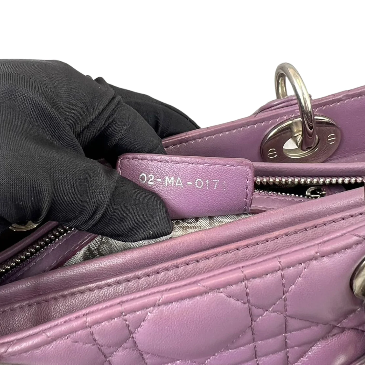 Medium Lady Dior Lambskin Purple SHW - Image 16