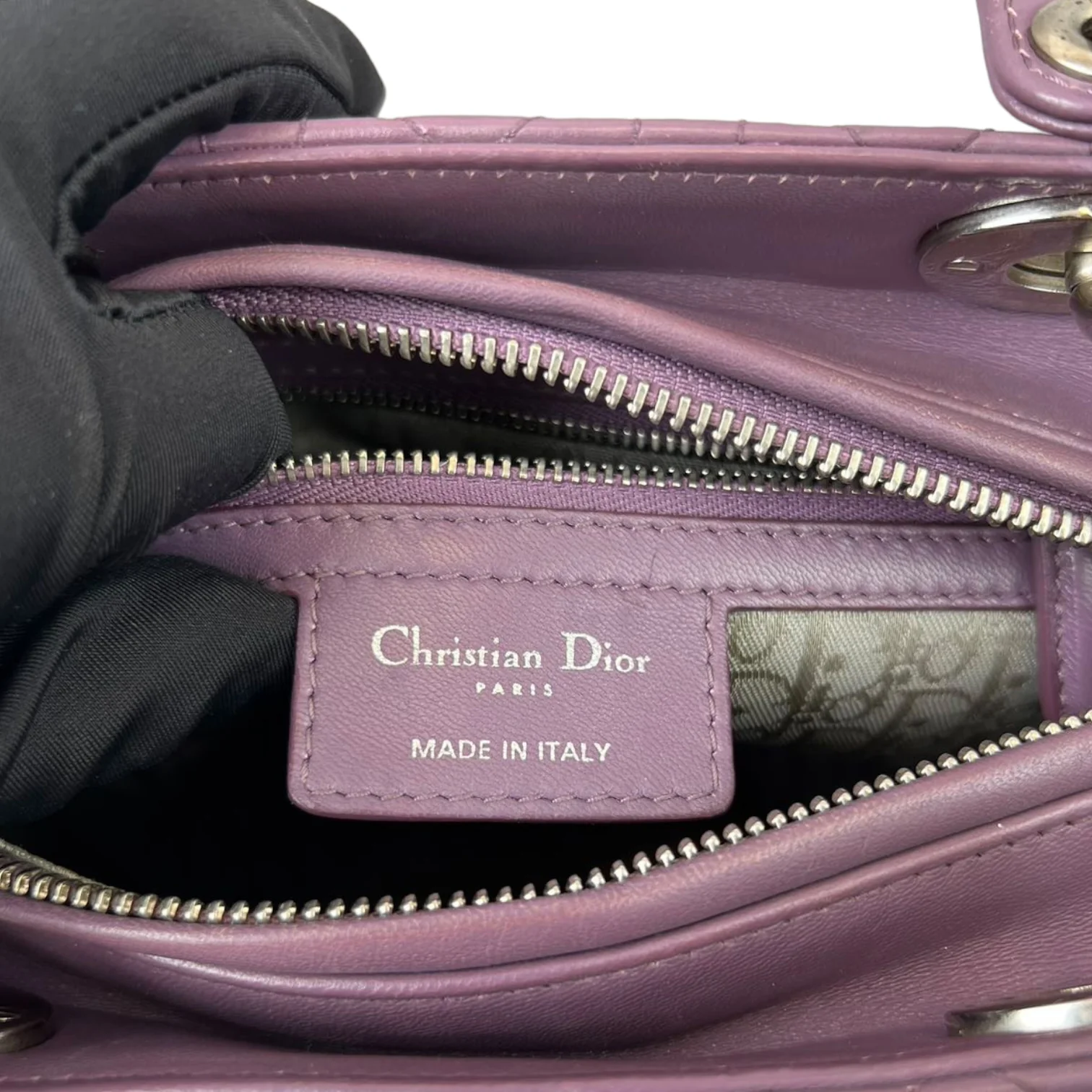 Medium Lady Dior Lambskin Purple SHW - Image 18