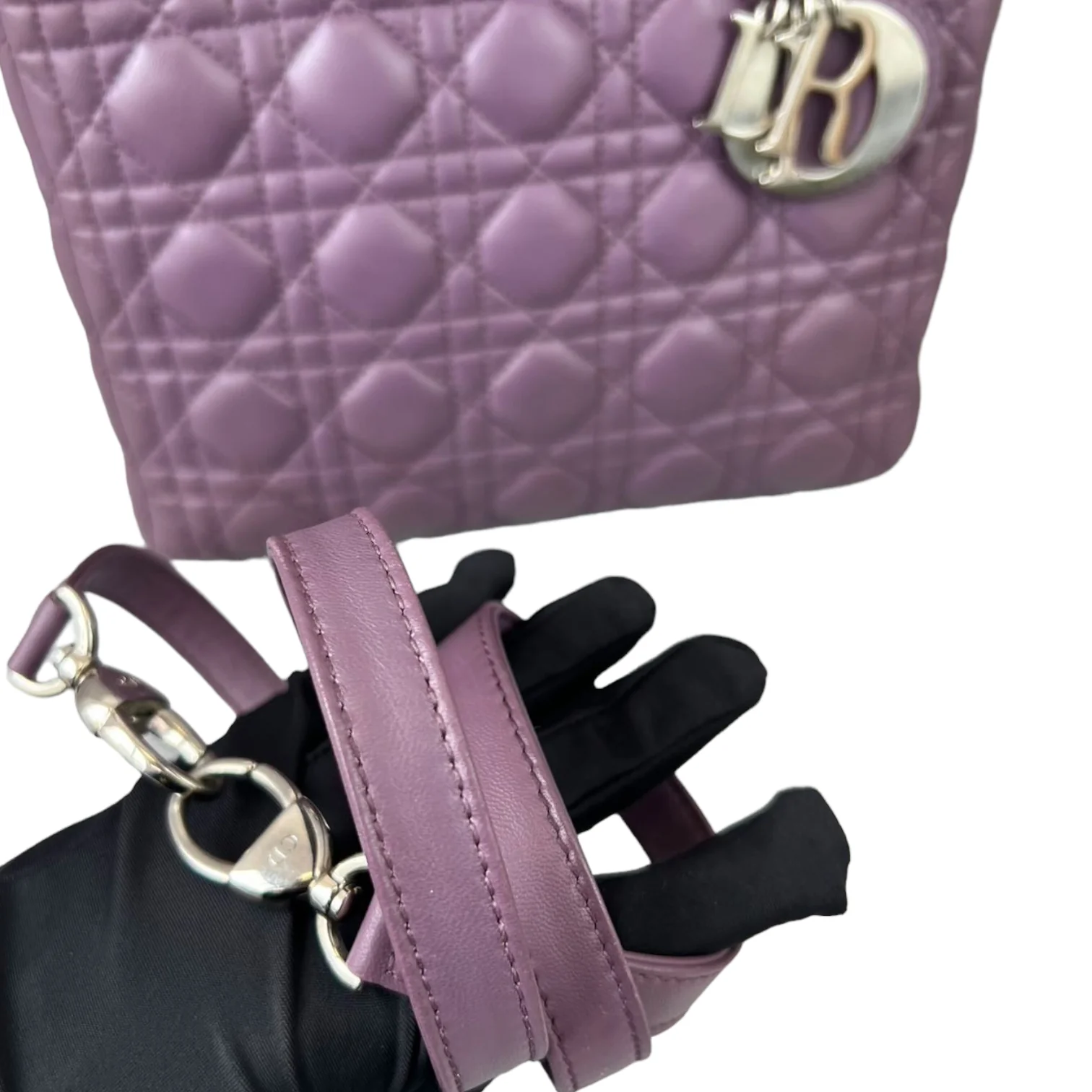 Medium Lady Dior Lambskin Purple SHW - Image 19