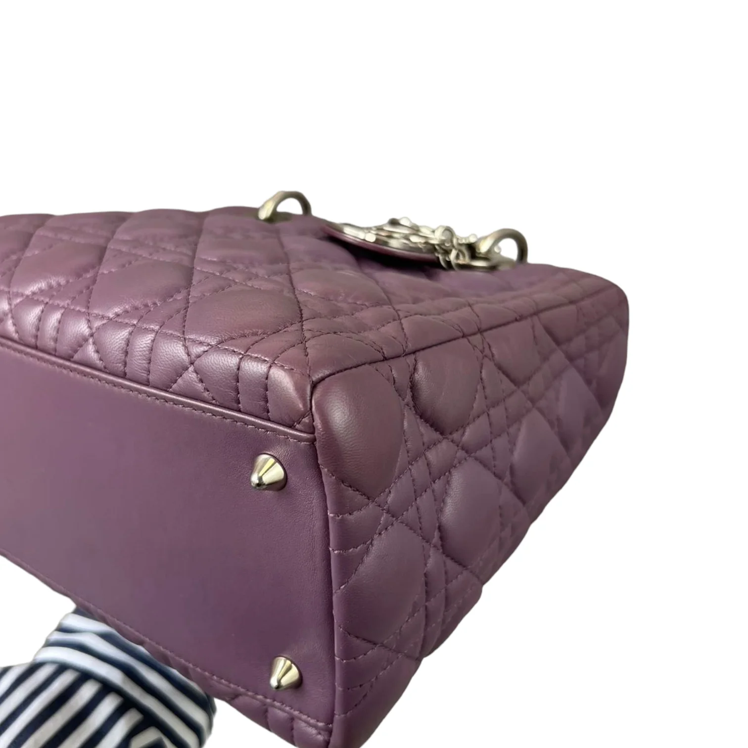 Medium Lady Dior Lambskin Purple SHW - Image 6
