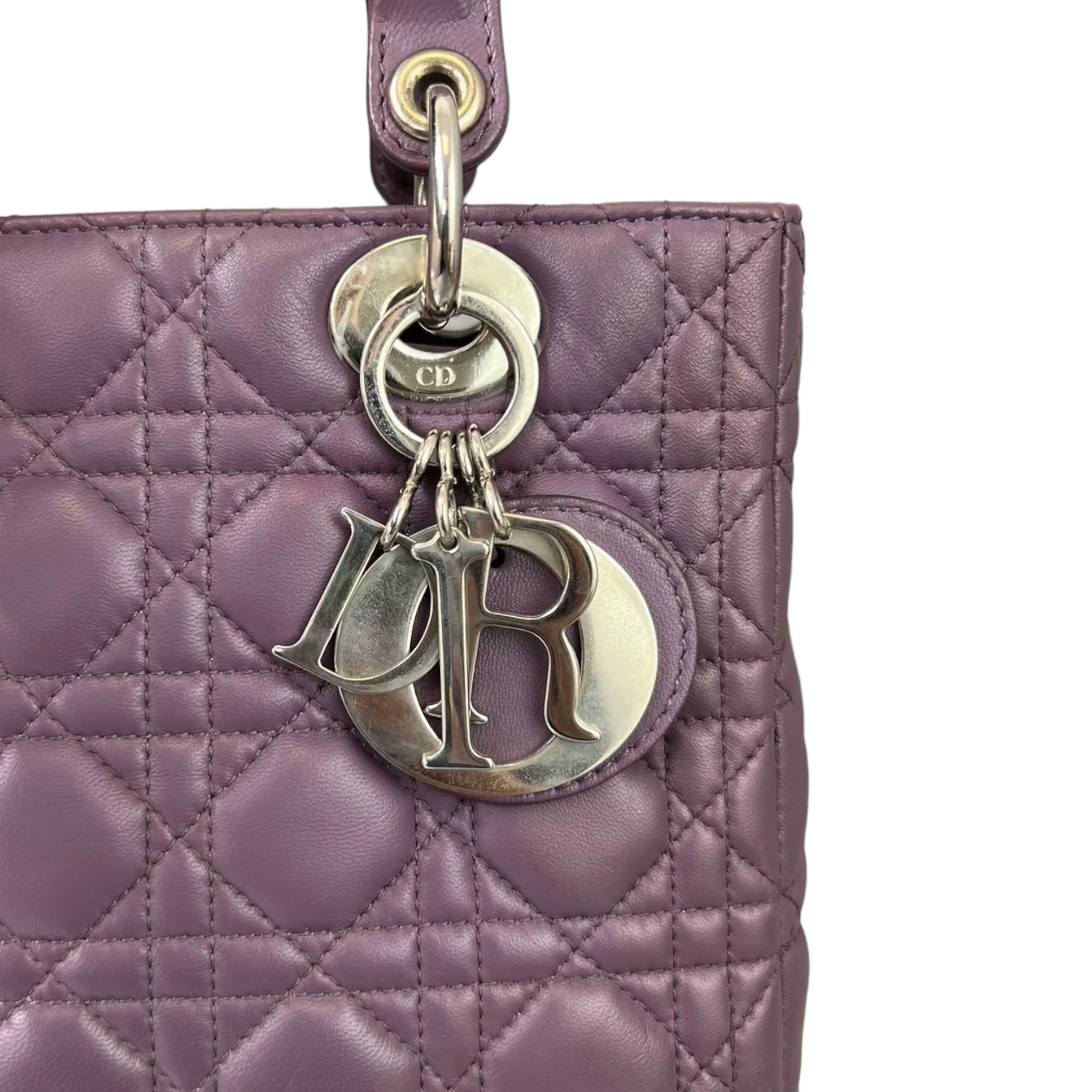 Medium Lady Dior Lambskin Purple SHW - Image 9
