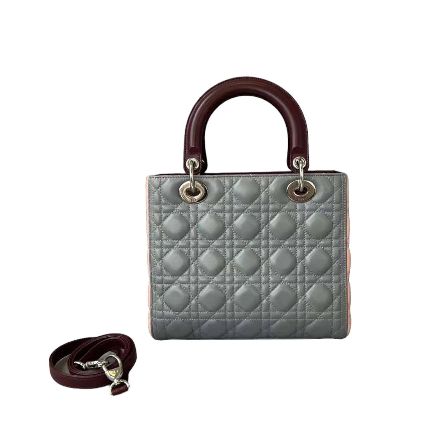 Medium Tri-Color Lady Dior Pink Grey Burgundy SHW - Image 2