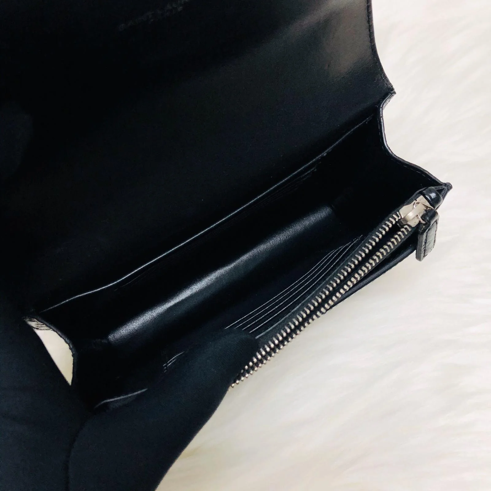 Mini Sunset Bag in Black Crocodile Embossed Leather - Image 13