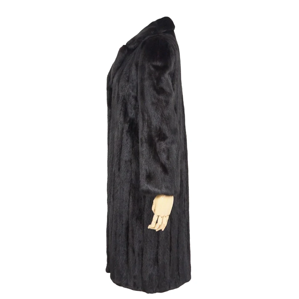 Mink Fur Coat Long in Black M - Image 3