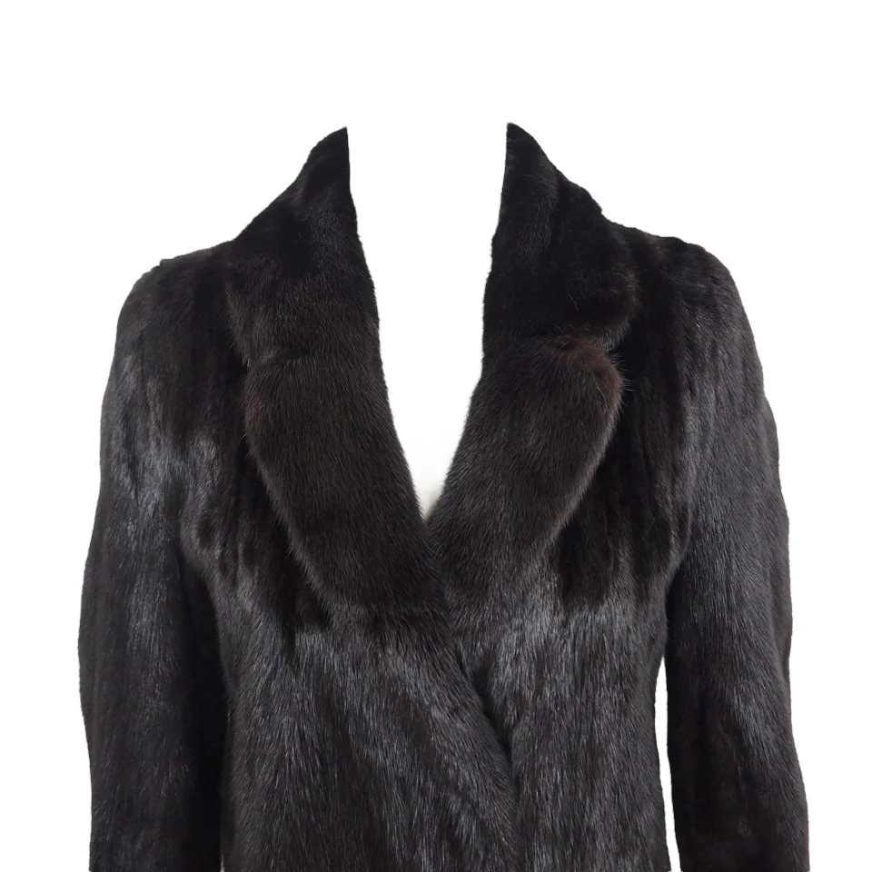 Mink Fur Coat Long in Black M - Image 4