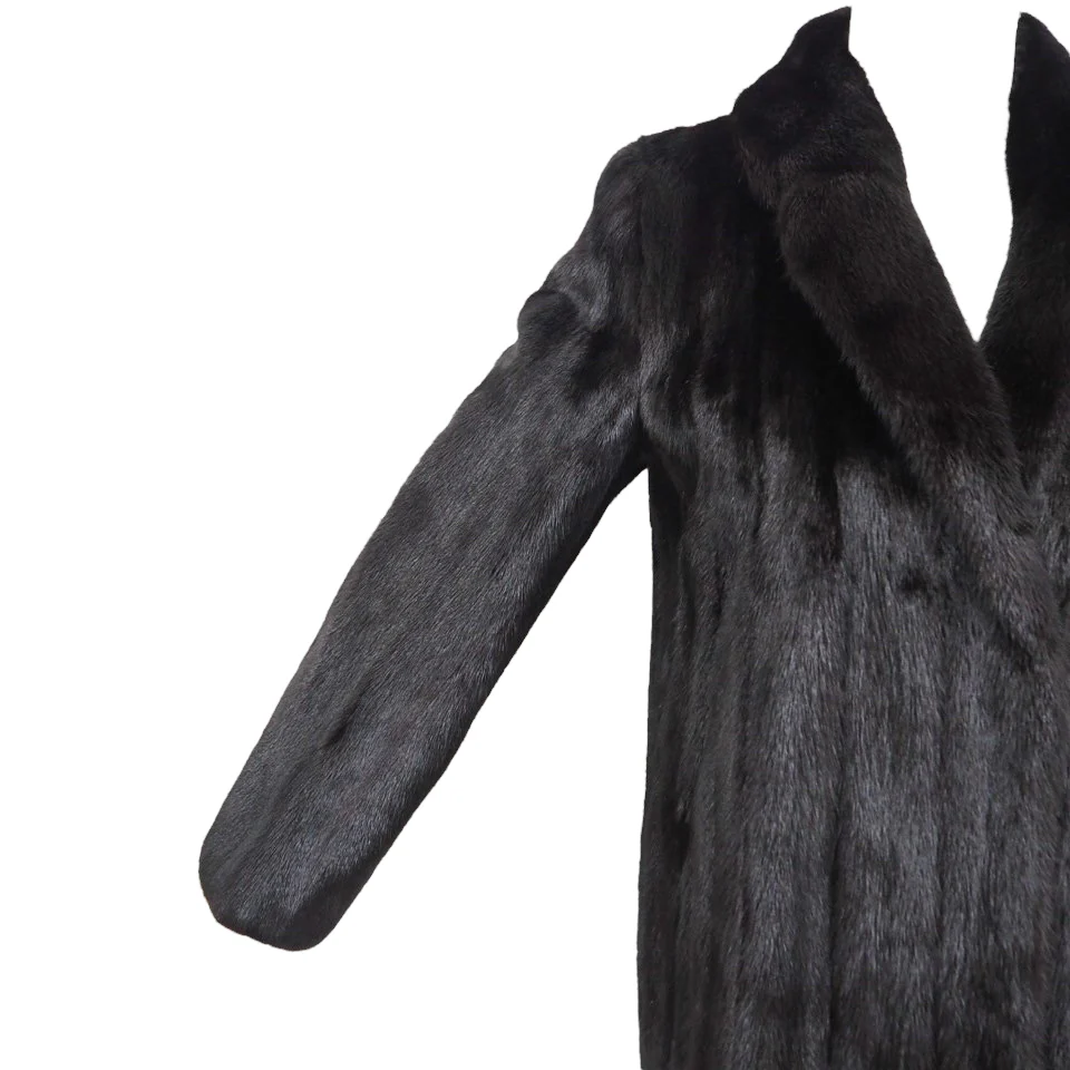 Mink Fur Coat Long in Black M - Image 5