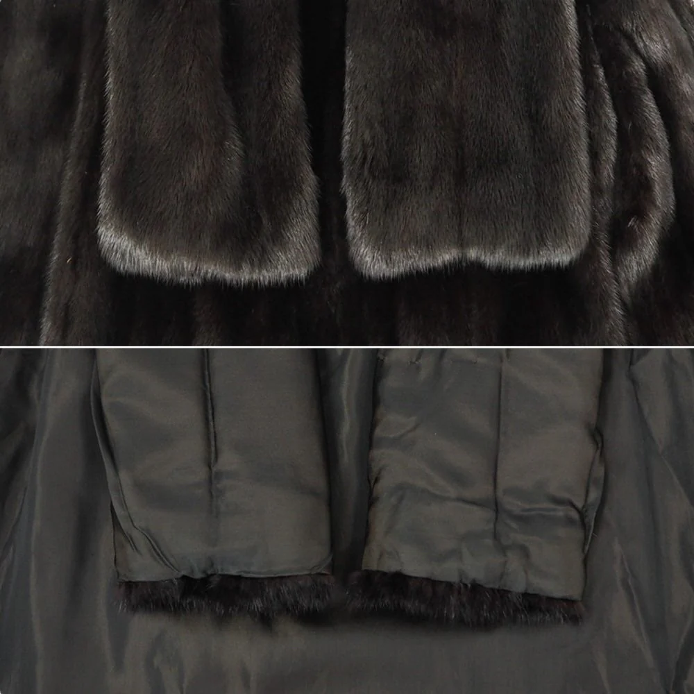 Mink Fur Coat Long in Black M - Image 7