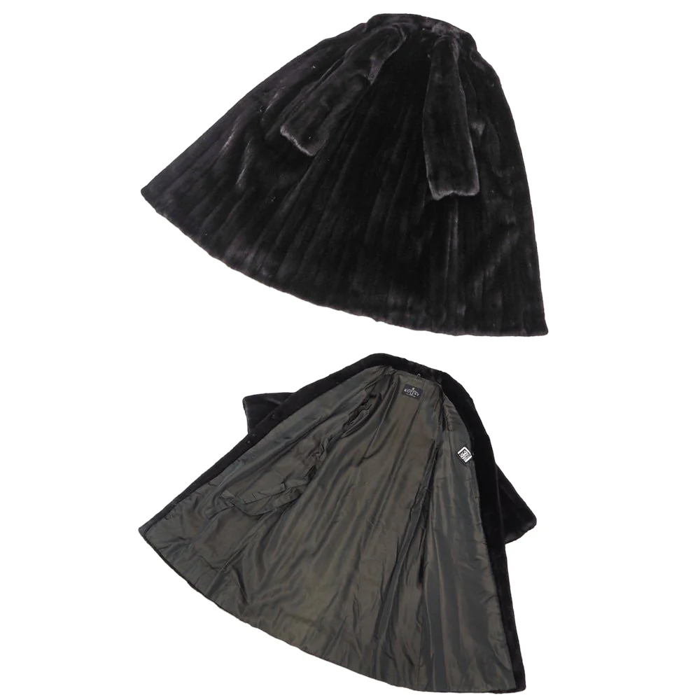 Mink Fur Coat Long in Black M - Image 8