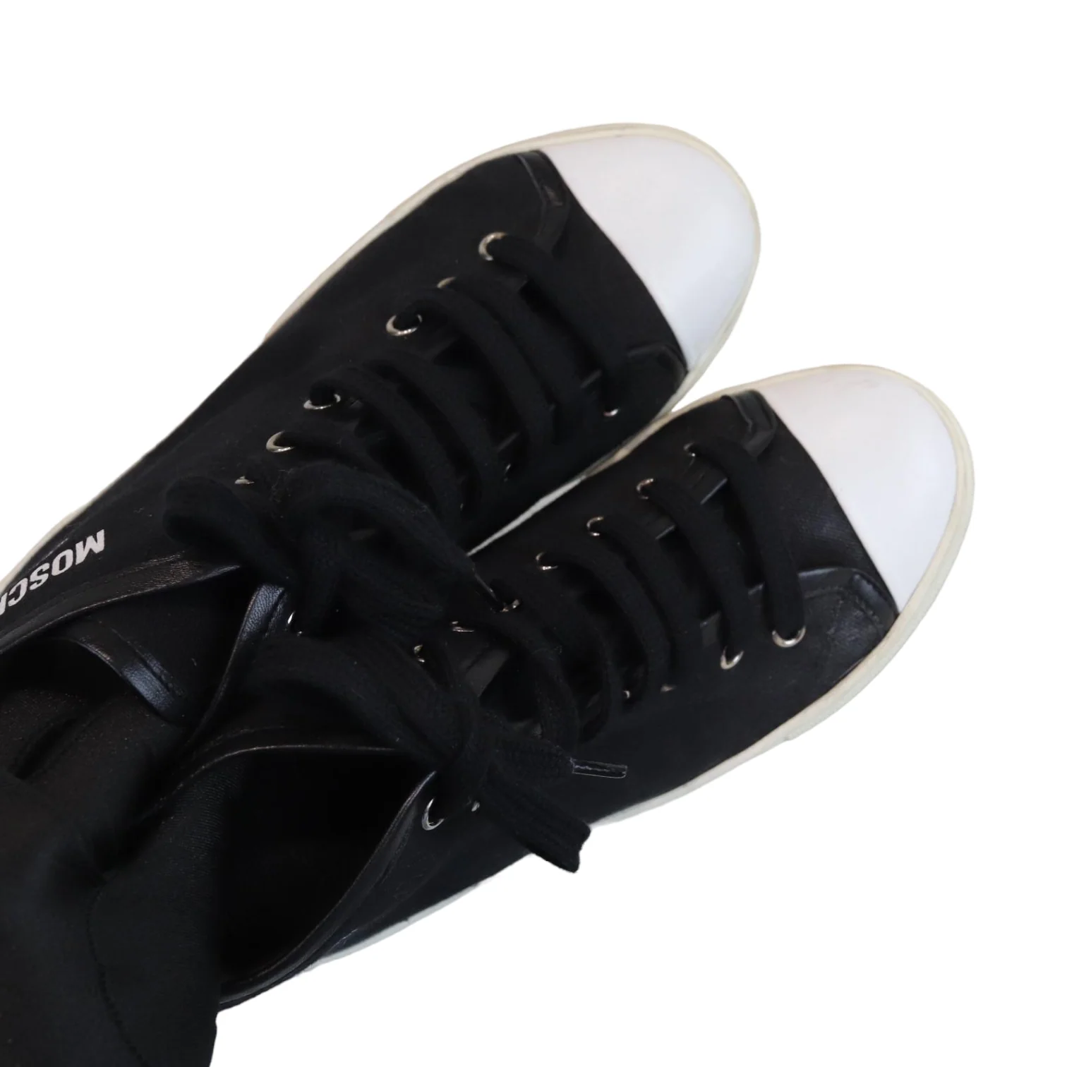 High Top Sneakers Black and White Size 38 - Image 4