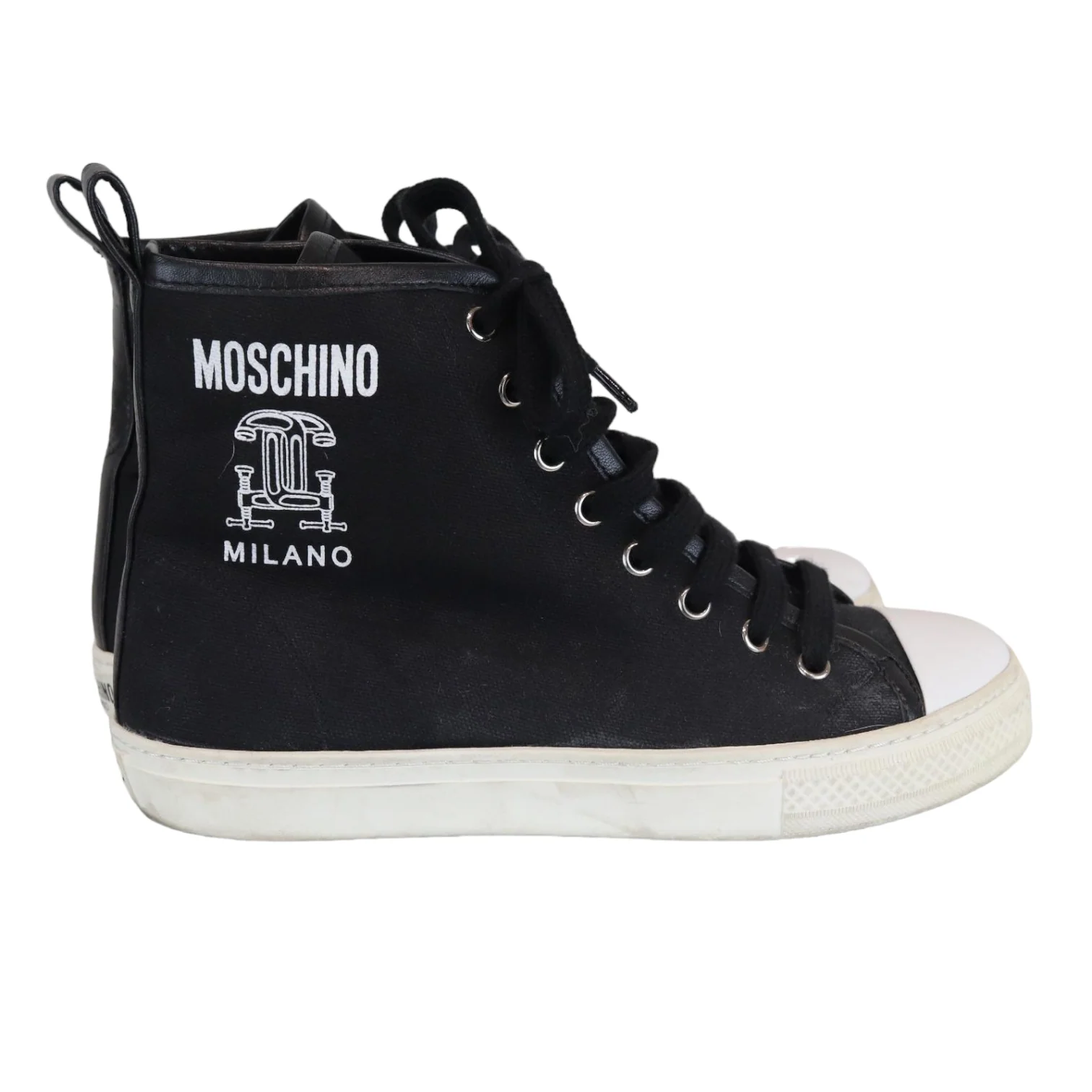 High Top Sneakers Black and White Size 38 - Image 6