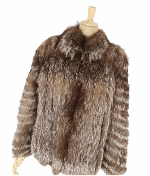 Silver Fox Ladies Mid-Length Fur Coat, Brown - Image 3