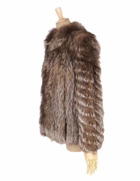 Silver Fox Ladies Mid-Length Fur Coat, Brown - Image 4