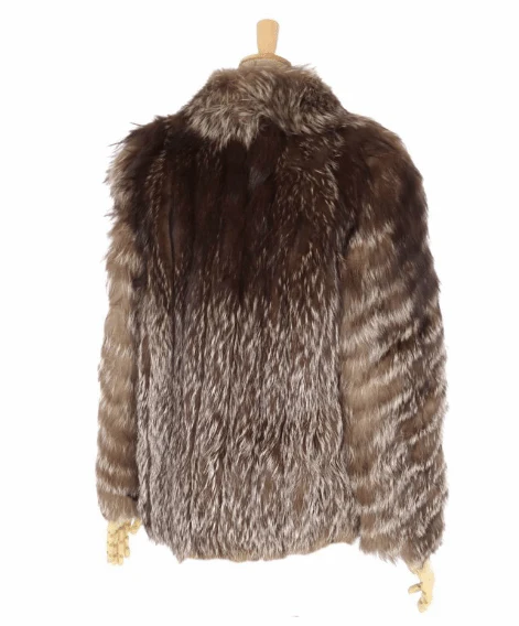 Silver Fox Ladies Mid-Length Fur Coat, Brown - Image 5