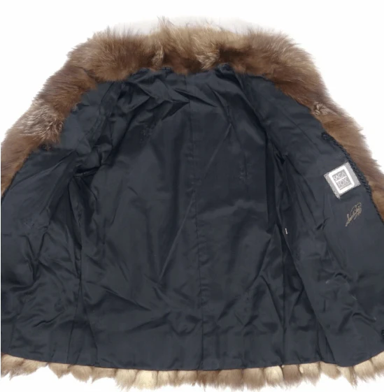 Silver Fox Ladies Mid-Length Fur Coat, Brown - Image 6