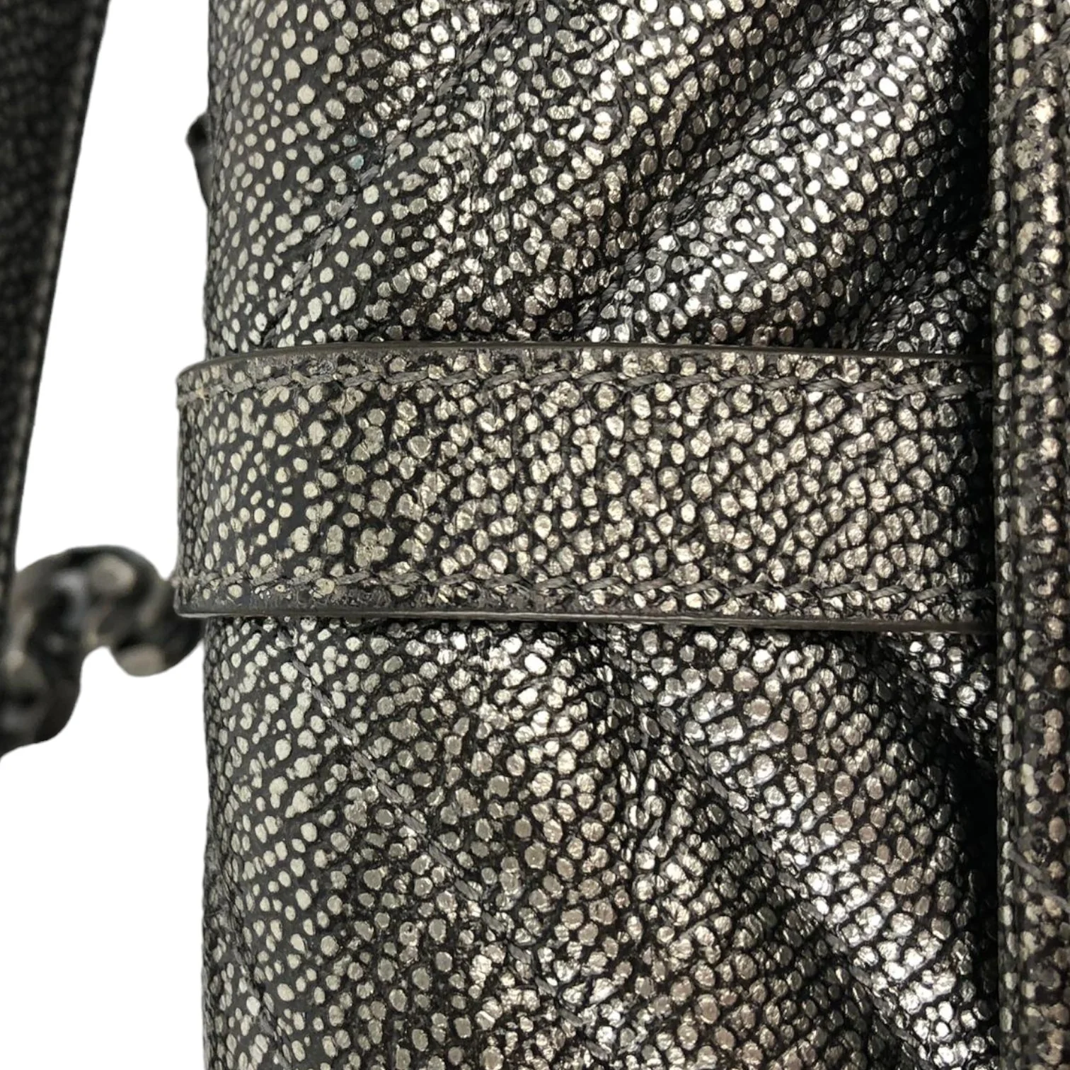 College Bag Medium Metallic Grain De Poudre Gunmetal RHW - Image 28