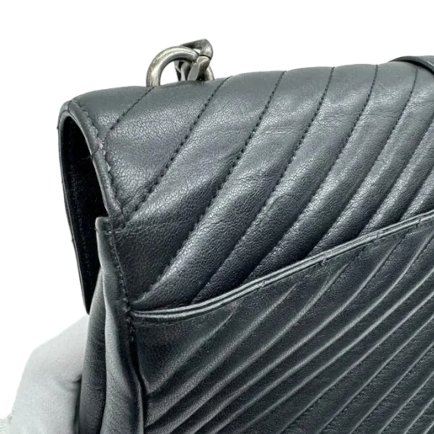 College Satchel Large Sheepskin Black RHW - Image 15