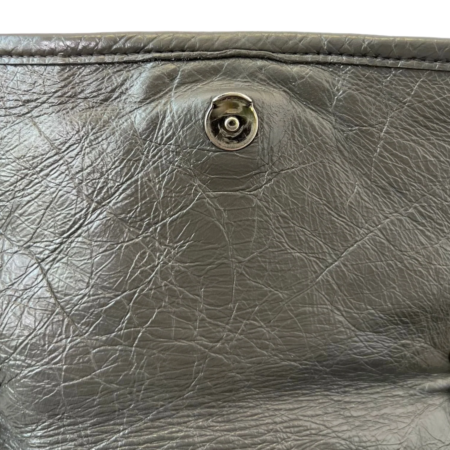 Crinkled Calfskin Medium Niki Chain Satchel Grey RHW - Image 15