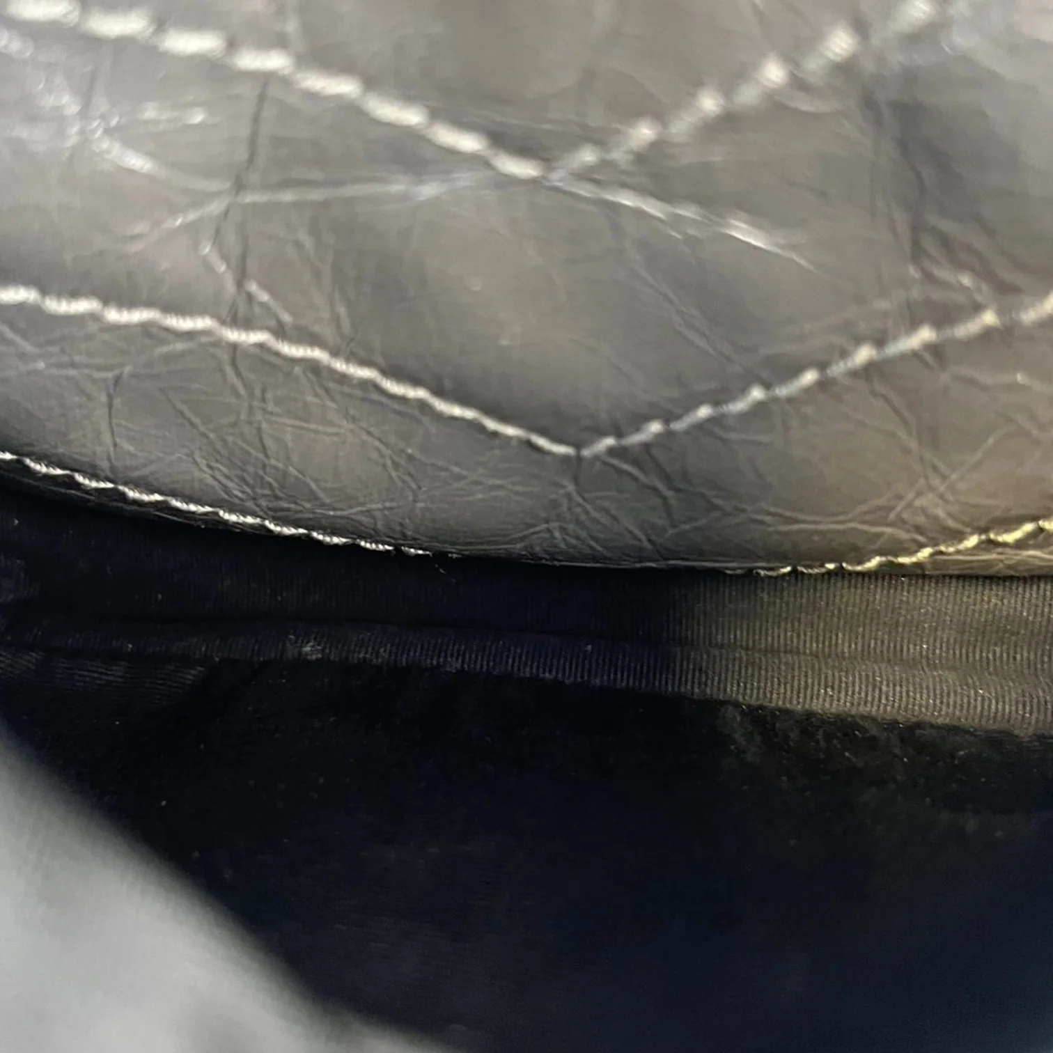 Crinkled Calfskin Medium Niki Chain Satchel Grey RHW - Image 21