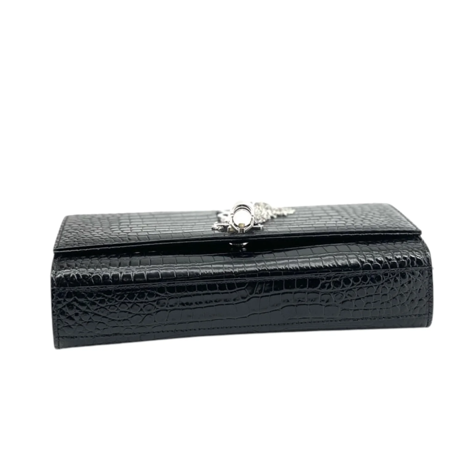 Kate Tassel Embossed Croc Leather Black SHW - Image 2
