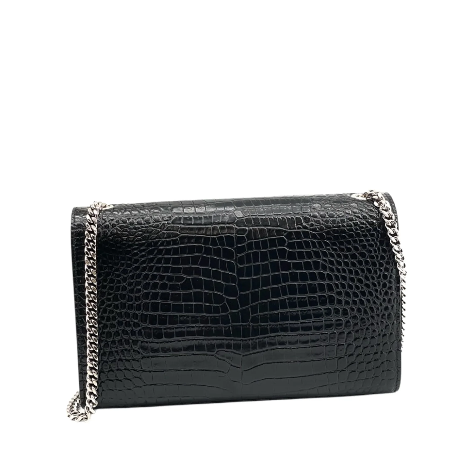Kate Tassel Embossed Croc Leather Black SHW - Image 3