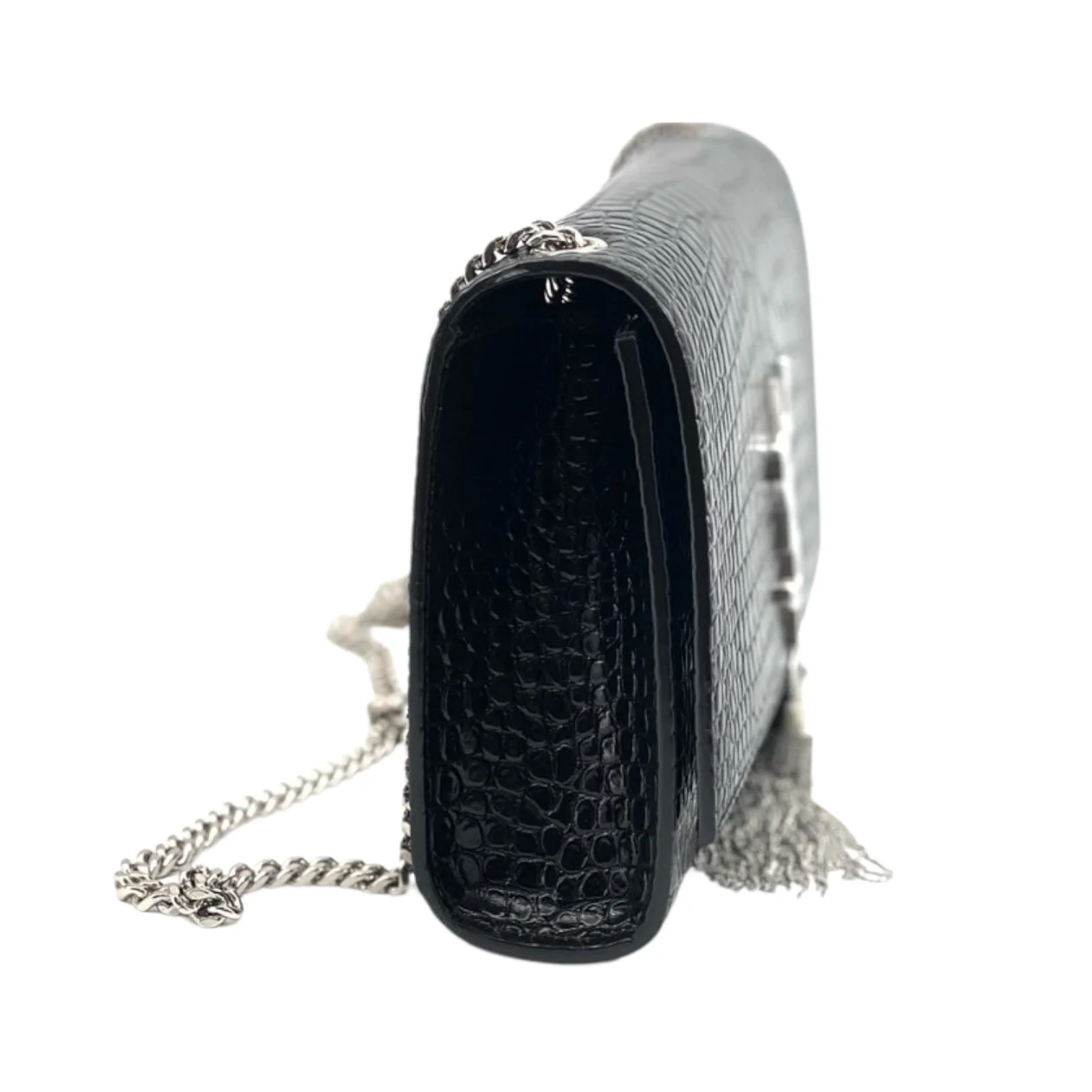Kate Tassel Embossed Croc Leather Black SHW - Image 4