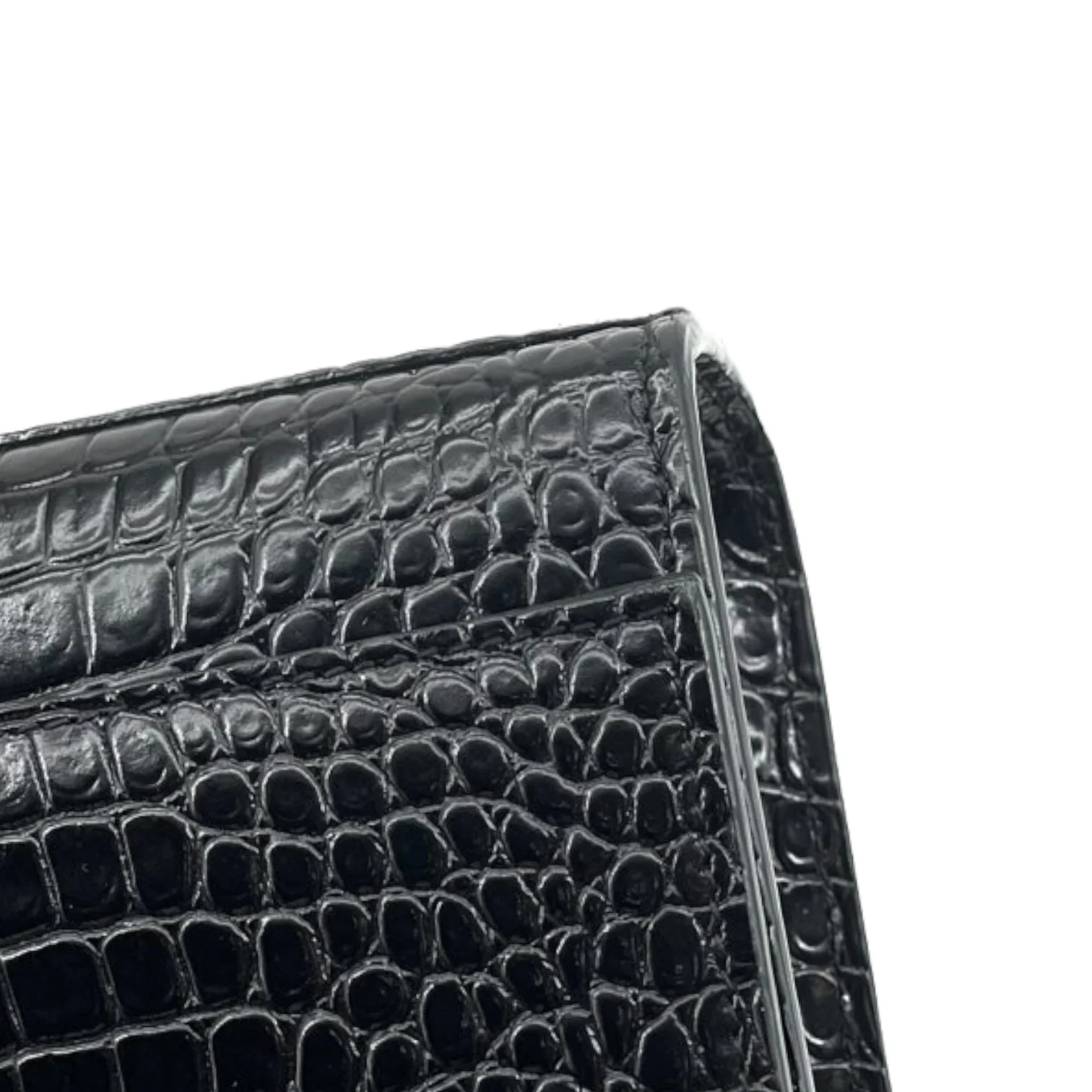 Kate Tassel Embossed Croc Leather Black SHW - Image 5