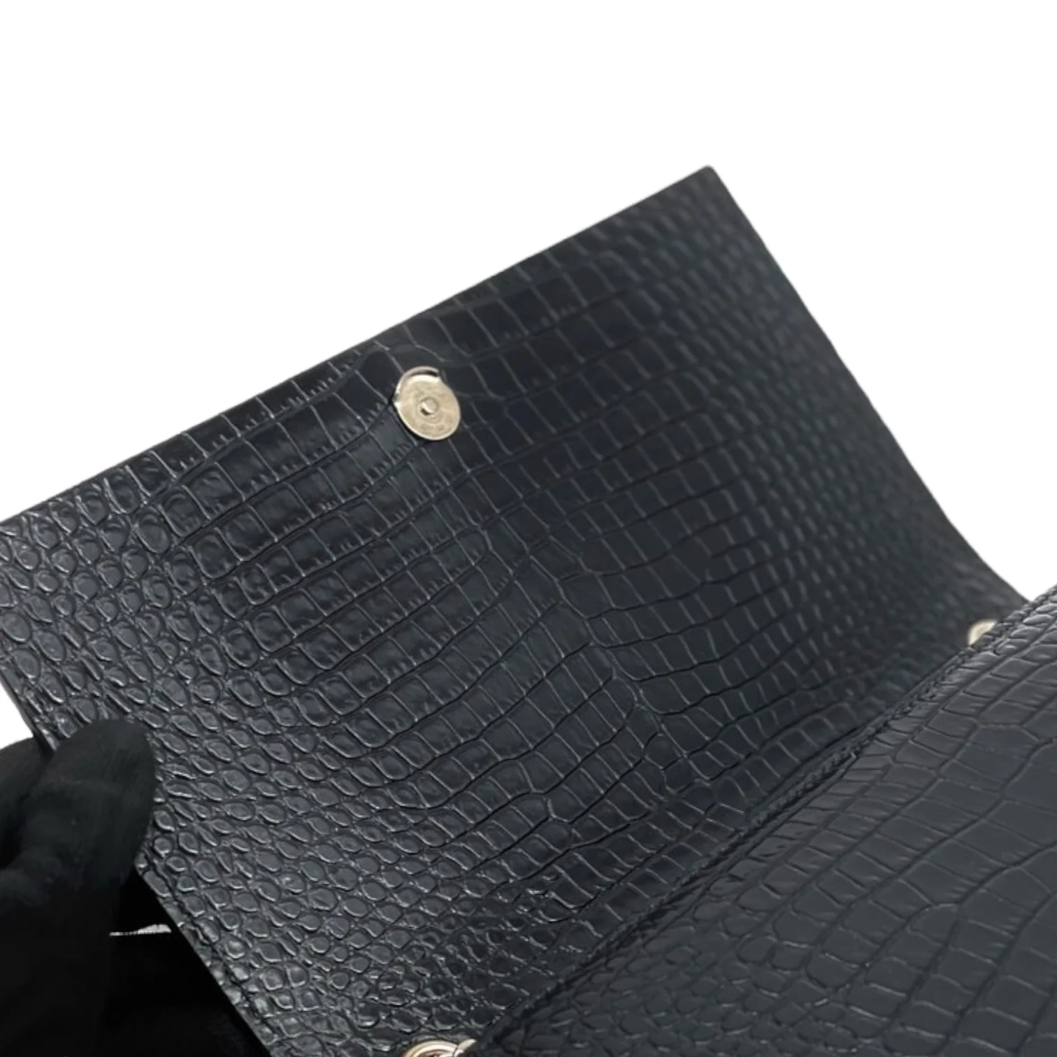 Kate Tassel Embossed Croc Leather Black SHW - Image 7