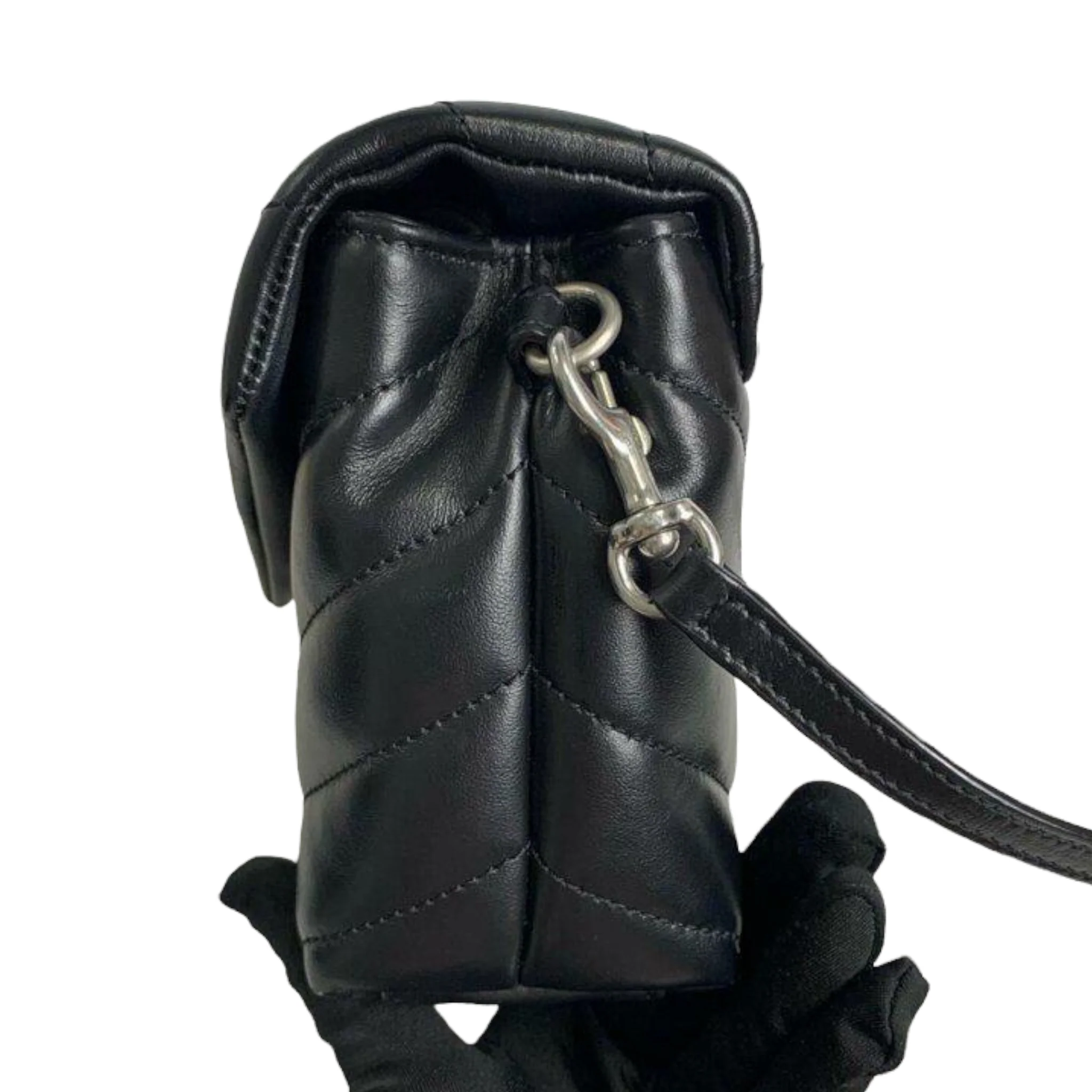 Loulou Matelassé Toy Leather Satchel Black - Image 4