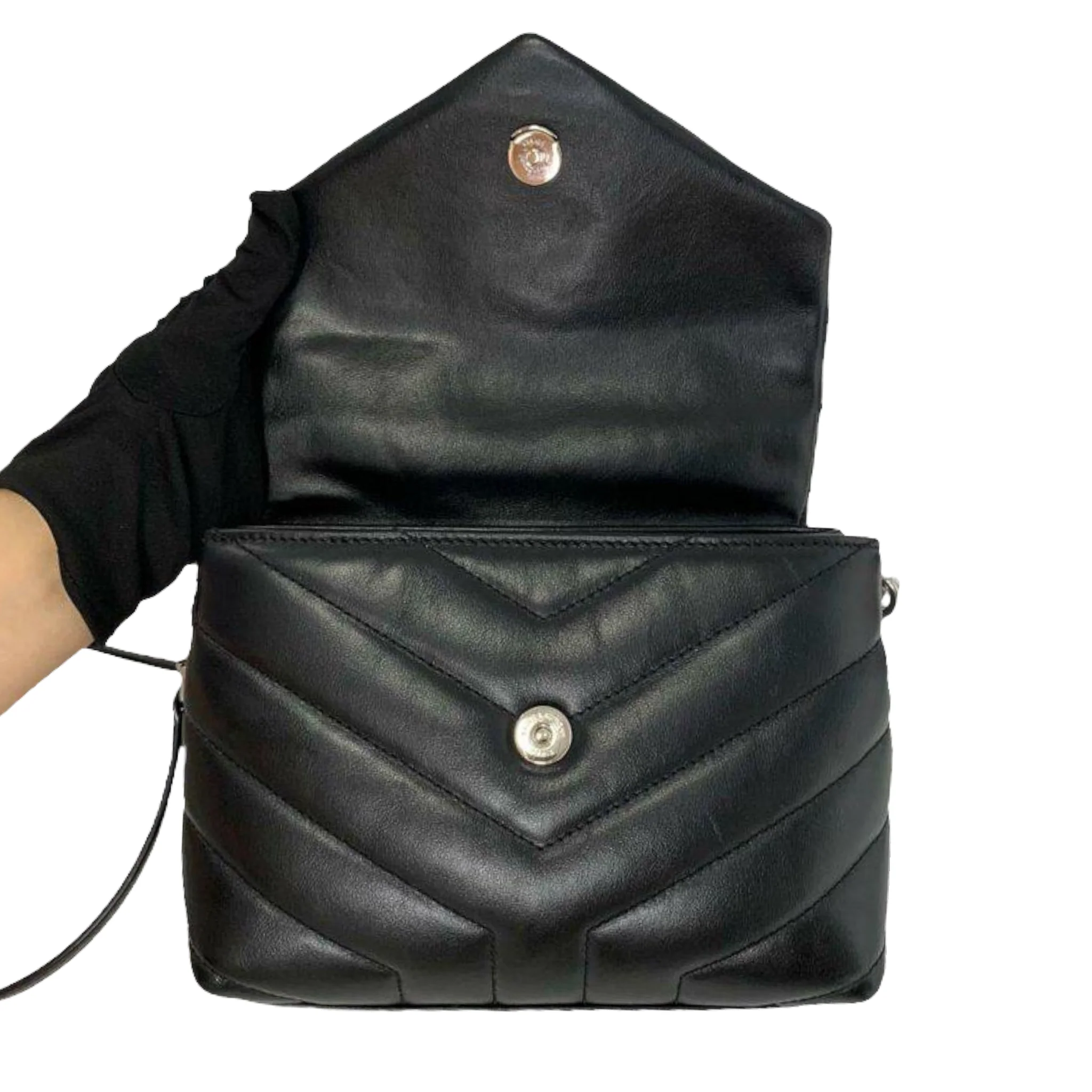 Loulou Matelassé Toy Leather Satchel Black - Image 7