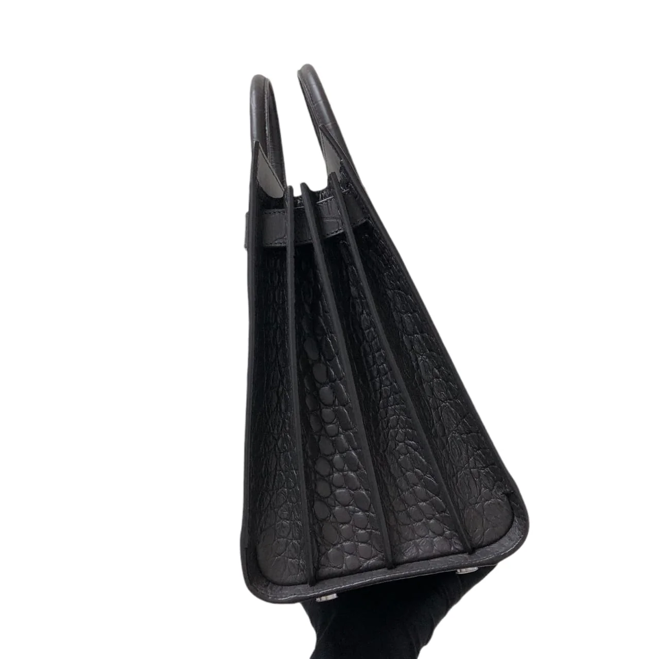 Small Sac De Jour Crocodile-Embossed Grey - Image 10