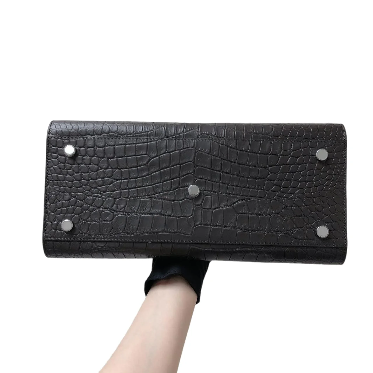 Small Sac De Jour Crocodile-Embossed Grey - Image 11