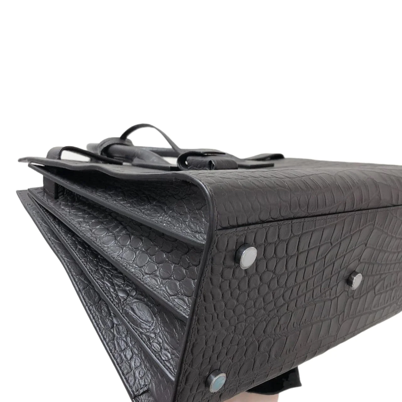 Small Sac De Jour Crocodile-Embossed Grey - Image 12