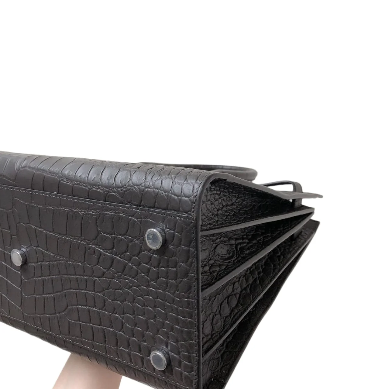 Small Sac De Jour Crocodile-Embossed Grey - Image 13